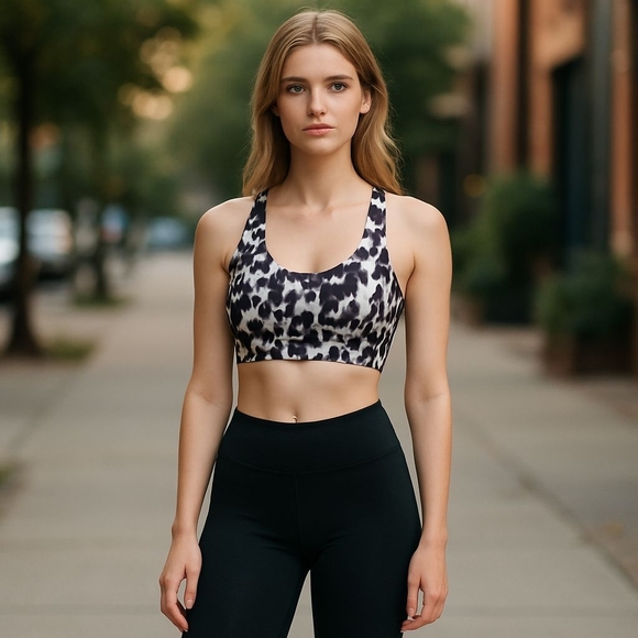 Lululemon Black and White Marbel Energy Training Bra - Picture 1 of 7